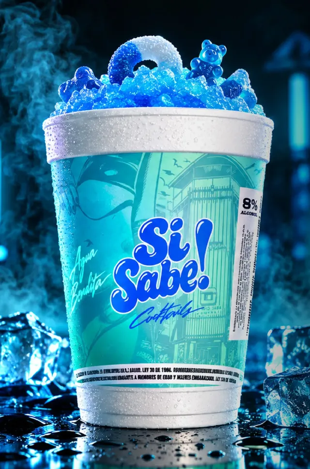 Vaso Agua Bendita, granizado azul aguamarina