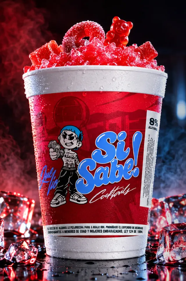 Vaso Que Lío, granizado rojo