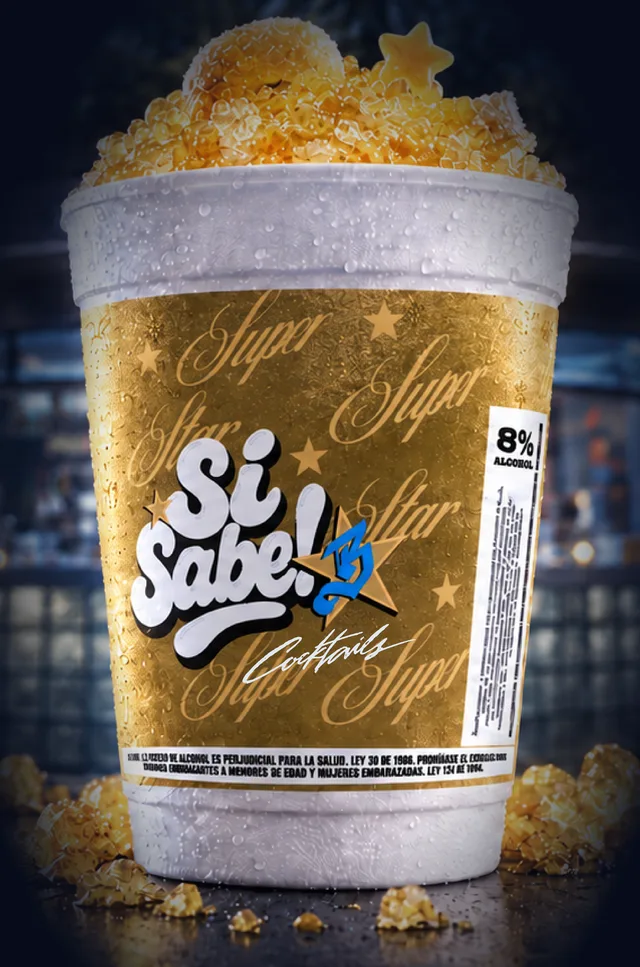 Vaso Super Star, granizado dorado